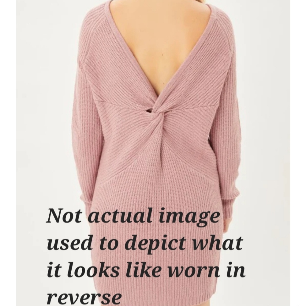 ⭐️ 2 for $17 Reversible Long Sleeve Plunge V Neck Cozy Sweater Midi Dress Twist - Picture 6 of 7
